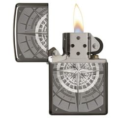 Bật Lửa Zippo Compass 29232 - Hình La Bàn Vegvisir Khắc Laser, Vỏ Đồng Thau Nguyên Khối, Dùng Trong Mọi Điều Kiện