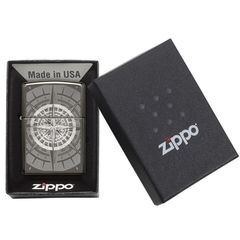Bật Lửa Zippo Compass 29232 - Hình La Bàn Vegvisir Khắc Laser, Vỏ Đồng Thau Nguyên Khối, Dùng Trong Mọi Điều Kiện