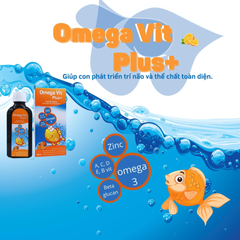 Dầu cá Omega Vit Plus+ cho bé dạng siro - Bổ sung Omega 3, Vitamin và Khoáng chất, Hỗ trợ Phát triển Trí Não và Thị Lực, Dễ Uống.