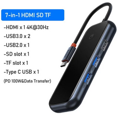 Hub Mở Rộng Baseus AcmeJoy 7 in 1 - Docking HDMI 4K, USB 3.0, SD/TF, PD/Data - Phụ Kiện Thiết Bị Số Cao Cấp