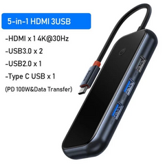 Hub mở rộng Baseus AcmeJoy 5 in 1 - Docking Station HDMI, USB 3.0, PD/Data, Kết nối đa dạng cho Laptop, Macbook, Smartphone