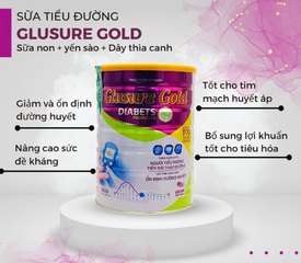 Sữa non Glusure Gold 900g cho người tiểu đường - Bổ sung dinh dưỡng, ổn định đường huyết, hỗ trợ phục hồi sức khỏe từ Mỹ