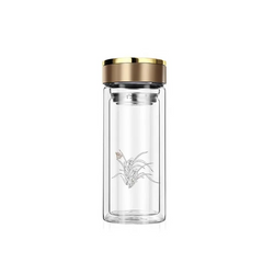 Bình Thủy Tinh 2 Lớp Có Lõi Lọc Trà Chất Liệu Cao Cấp, Thiết Kế Thông Minh, Dung Tích 480ml - Pha Trà Ngon Mỗi Ngày