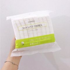 Bông Tẩy Trang Miniso Only The Purest Nhật Bản - Túi 180 Miếng Cotton Sạch Mềm Mại, Dụng Cụ Làm Sạch Trang Điểm Hoàn Hảo