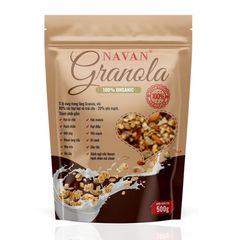 Ngũ Cốc Dinh Dưỡng Granola Organic Navan - Hạt Siêu Nguyên Chất, Không Đường, Thích Hợp Cho Mẹ Bầu, Người Ăn Kiêng, Tập Gym 500g