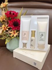 Bộ kem chống nắng dưỡng trắng da Whoo Radiant White Sun Essence 3 món - Kem chống nắng SPF 50+/PA++++, Sữa rửa mặt & Tinh chất dưỡng da chống lão hóa