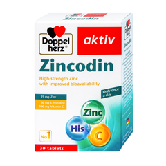 Viên uống Zincodin Aktiv Doppelherz - Bổ sung kẽm, tăng cường sức đề kháng và sức khỏe, hỗ trợ hấp thu vitamin C, 30 viên nang