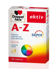 Viên Vitamin Tổng Hợp và Khoáng Chất Doppelherz Aktiv A-Z Depot - Cung Cấp 25 Vitamin Thiết Yếu Cho Trẻ Trên 10 Tuổi, Tăng Cường Đề Kháng