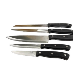 Bộ 5 Dao Kèm Đốc Fissler Oregon - Bộ Dao Thép Sắc Bén Chịu Lực, Đốc Gỗ Sồi Chắc Chắn, Phụ Kiện Nhà Bếp Tiện Dụng