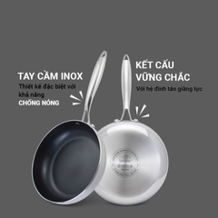 Chảo Chống Dính Inox 3 Lớp Liền Khối Kalpen Kazler - Chảo Nấu Đa Năng Chịu Nhiệt Tốt, Dễ Vệ Sinh, Phù Hợp Nhiều Không Gian Bếp