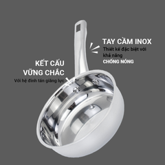 Chảo Inox 3 Lớp Liền Khối Kalpen Kazler - Chống Ăn Mòn, An Toàn cho Sức Khỏe, Dùng Trên Tất Cả Bếp 16x5cm