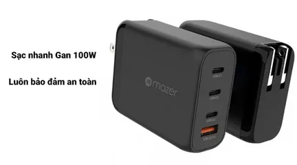 Củ Sạc Nhanh PD100W Mazer Infinite.BOOST SuperMINI GaN - 4 Cổng USB-C & USB-A, Thiết Kế Gọn Nhẹ, Sạc Nhanh Chống Quá Tải
