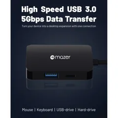 Hub Chuyển Đổi Mazer USB-C 4in1 M-UC2MULTI4040-BK - 4 Cổng Kết Nối HDMI 4K, VGA, USB-A, Sạc - Thiết Bị Mở Rộng Cho Laptop, PC, Android
