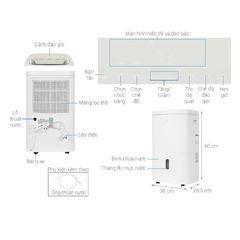 Máy hút ẩm Electrolux EDH10TRBW1 - Hẹn giờ, công suất 20L/ngày, giảm vi khuẩn, thích hợp cho không gian dưới 42m², thiết kế hiện đại.