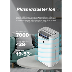 Máy Lọc Không Khí và Tạo Ẩm Sharp KC-G50EV-W 38m2 - Công Nghệ Plasmacluster, Tiết Kiệm Điện, Hoạt Động Thông Minh, Thiết Kế Gọn Nhẹ