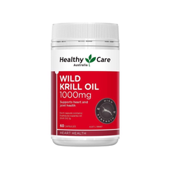 Viên uống dầu nhuyễn thể Healthy Care Wild Krill Oil 1000mg - Bổ sung Omega-3, hỗ trợ sức khỏe tim mạch và khớp, chống oxy hóa hiệu quả