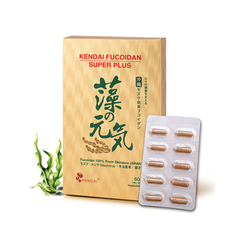 Viên uống hỗ trợ sức khỏe Kendai Fucoidan Super Plus - Tảo biển Mozuku Okinawa, nấm linh chi, tăng cường sức đề kháng, hộp 60 viên