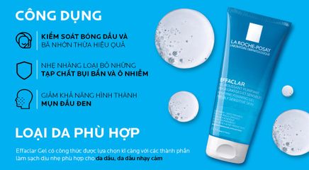 Sữa Rửa Mặt La Roche-Posay Effaclar 15ml - Gel Rửa Mặt Dịu Nhẹ Cho Da Dầu Nhạy Cảm, Làm Sạch Lỗ Chân Lông, Ngừa Mụn