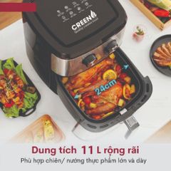 Nồi Chiên Không Dầu Creen CR-AG11L 11 Lít - Công Nghệ Khí Nóng 2 Luồng, Chiên Giòn Ngon, Lành Mạnh, Dễ Dàng Vệ Sinh