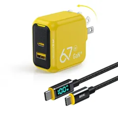 Bộ Sạc Nhanh AOHi Magcube GaN+ 67W AOC-C004 - Củ Sạc 2 Cổng USB-C và USB-A Gọn Nhẹ, Chất Lượng Cao, Tích Hợp Màn Hình LED