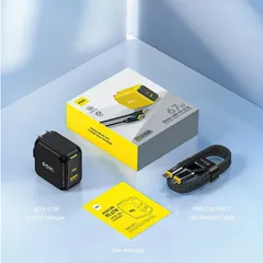 Bộ Sạc Nhanh AOHi Magcube GaN+ 67W AOC-C004 - Củ Sạc 2 Cổng USB-C và USB-A Gọn Nhẹ, Chất Lượng Cao, Tích Hợp Màn Hình LED
