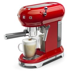 Máy Pha Cà Phê Thông Minh Smeg ECF01RDEU - Espresso Cappuccino Latte 1350W, Thiết Kế Đỏ Sang Trọng, Công Nghệ Gia Nhiệt Tiên Tiến
