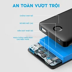 Pin sạc dự phòng Anker 323 PowerCore 10000mAh 12W - Sạc nhanh 2 thiết bị cùng lúc qua USB-C và USB-A, thiết kế mỏng nhẹ dễ mang theo