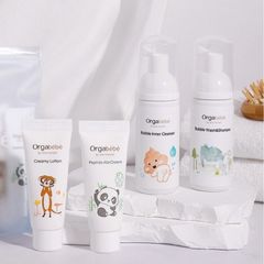 Set Chăm Sóc Da Mini Orgabebe Travel Kit 4 Món - Bọt Vệ Sinh, Sữa Tắm Gội, Kem Dưỡng Ẩm Cho Bé An Toàn Từ Sơ Sinh