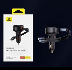 Tẩu Sạc Ô Tô Baseus Enjoyment Pro C+ 55W - Kèm Cáp Type C và Lightning, Hỗ Trợ Sạc Nhanh iPhone và Thiết Bị Di Động