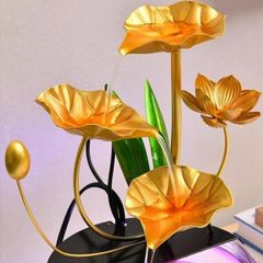 Thác Nước Phong Thủy Hoa Sen Kèm Bể Cá Thủy Sinh - Trang Trí Nhà Đẹp Màu Sắc, Sinh Khí Cho Không Gian Sống