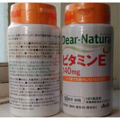 Viên Bổ Sung Vitamin E 140mg Asahi Dear Natura - Hỗ Trợ Sức Khỏe & Làm Đẹp Da, Dưỡng Tóc Khỏe Mạnh, Hộp 60 Viên