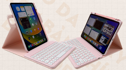 Bao da iPad xoay 360 độ kèm bàn phím Bluetooth - Phụ kiện tiện lợi chống sốc, cao cấp cho iPad, làm việc như laptop