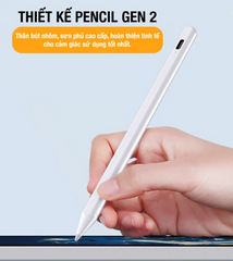 Bút Cảm Ứng Stylus Pencil Gen 2 Pro cho iPad - Chống Chạm, Ghi Chú Nét Thanh Đậm, Đầu Bút Nano Chính Hãng Chất Lượng Cao