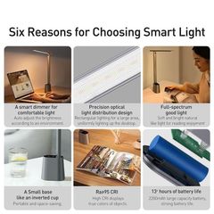 Đèn để bàn thông minh Baseus Smart Eye Series - Đèn LED gập đẹp, tiết kiệm điện, chống chói, phù hợp học tập & làm việc, màu trắng xám