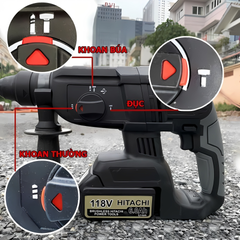 Máy Khoan Đục Bê Tông Hitachi 118V - Công Suất Mạnh Mẽ, Đột Phá Đa Năng cho Xây Dựng và Thi Công, Sử Dụng Pin Sạc 6Ah
