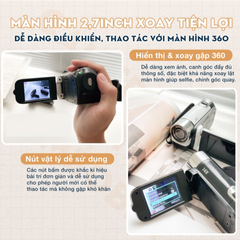 Máy Quay Chụp Kỹ Thuật Số VHS 16MP Vintage - Digital Handy Camera HD, Ống Kính Góc Rộng, Phong Cách Y2K, Quay Phim Chất Lượng Cao