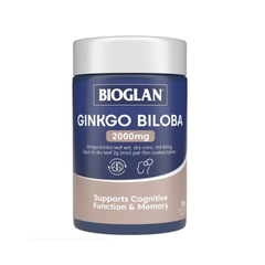 Viên uống Bioglan Ginkgo Biloba 2000mg - Hỗ trợ tăng cường trí nhớ và sự tập trung, cải thiện chức năng não bộ hữu ích cho người trưởng thành
