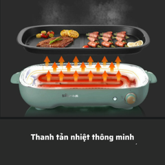 Bếp Nướng Điện Không Khói Bear DKL-E12D2 - 1200W, Khay Nướng Chống Dính, Nướng Thịt Ngon Tại Nhà, Thiết Bị Tiện Lợi Cho Gia Đình 4-5 Người