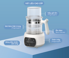 Bình Đun Nước Giữ Nhiệt Pha Sữa Điện Tử Beborn K05 - Giữ Ấm Liên Tục 72h, Chế Độ Đun Sôi và Hâm Nóng Tiện Ích, Màn Hình LED