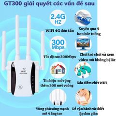 Bộ Kích Sóng Wifi 4 Râu Repeater Cao Cấp 300Mbps - Kết Nối Xa, Tín Hiệu Mạnh mẽ với Công Nghệ Thông Minh