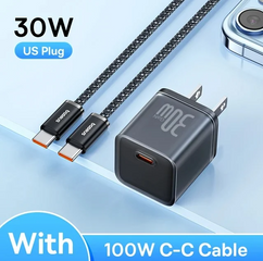 Combo Củ Sạc Nhanh Baseus GaN5S 30W Kèm Dây Cáp USB-C - Sạc Nhanh Chống Quá Nhiệt Cho iPhone 15, Thiết Bị Di Động