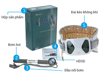 Đai Hơi Hỗ Trợ Kéo Giãn Cột Sống Lưng Alphay YGAH-3 - Giảm Đau Thoát Vị Đĩa Đệm, Hỗ Trợ Tư Thế Ngồi Làm Việc Ổn Định
