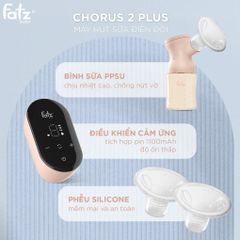 Máy Hút Sữa Điện Đôi Fatzbaby Chorus 2 Plus FB1184MX - 9 Cấp Độ Hút, Điều Khiển LED, Phễu Silicon Mềm Dẻo, An Toàn Cho Mẹ Và Bé