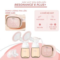 Máy Hút Sữa Điện Đôi Fatzbaby Resonance 6 Plus FB1103VN - 4 Chế Độ, Pin 4400mAh, Độ Ồn Thấp Dưới 45dB, Tiện Lợi Cho Mẹ Và Bé