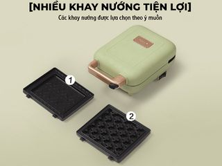 Máy Nướng Bánh Mì 2 Khay Bear C06M1 600W - Nướng Đều Bánh Sandwich Tự Động, Thiết Kế Gọn Nhẹ, An Toàn, Chống Dính