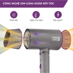 Máy Sấy Tóc Ion Âm Gấp Gọn Lebenlang LBH3088 - Công Nghệ Chăm Sóc Tóc Hiện Đại và Tiện Lợi, 2100W, Thiết Kế Du Lịch