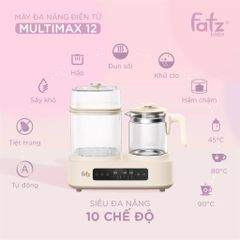 Máy hâm sữa Fatzbaby Multimax 12 FB9503KB - Đun nước, tiệt trùng, hấp thực ăn đa chức năng, 10 chế độ tiện lợi cho mẹ và bé