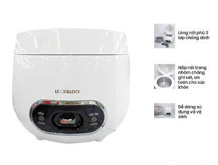 Nồi Cơm Điện Mini Lock&Lock EJR426 0.8L - Nhôm Chống Dính, Gia Nhiệt 4 Chiều, Dung Tích Nhỏ Gọn Thích Hợp Cho Gia Đình Nhỏ