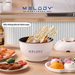 Nồi Lẩu Hấp Mini Đa Năng Melody MLD-625 - 1.2L, 300W, Thiết Kế Sang Trọng, Tiện Dụng Cho Gia Đình, Nấu Lẩu, Hấp, Luộc