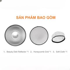 Tản sáng Beauty Dish QZ-55 Silver/White - Thiết bị ánh sáng đa chiều cho chụp ảnh chân dung và studio chất lượng cao